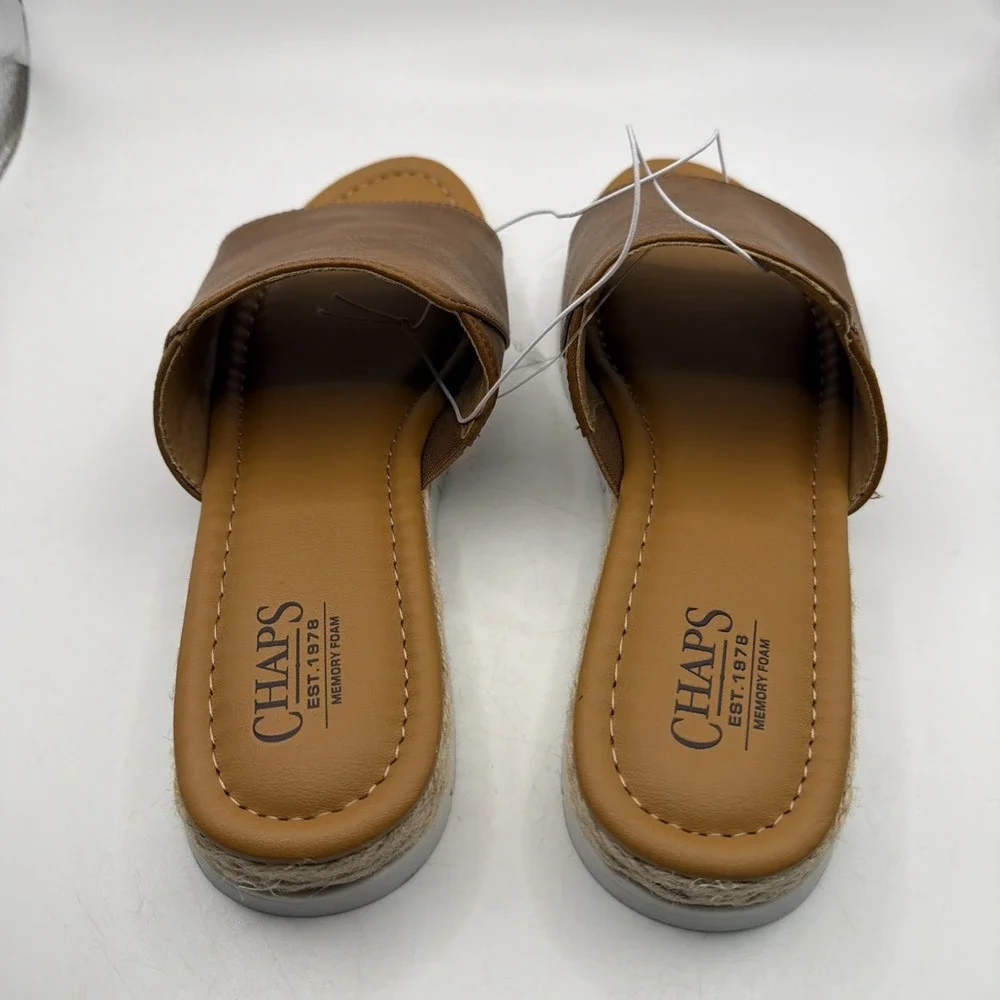 Chaps Womens Sandals Tan Memory Foam Durable Flexible Backless Slide Size 8
